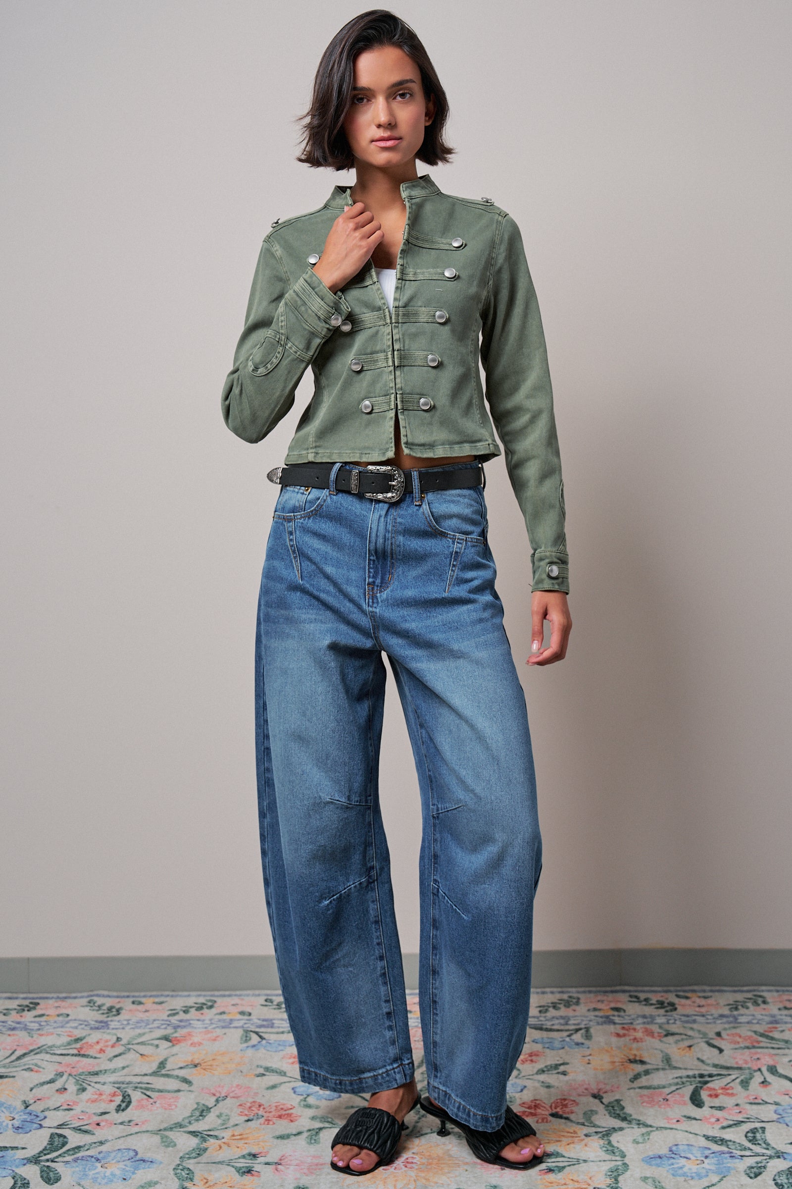 Military Double-Button Stretch Cotton Jacket