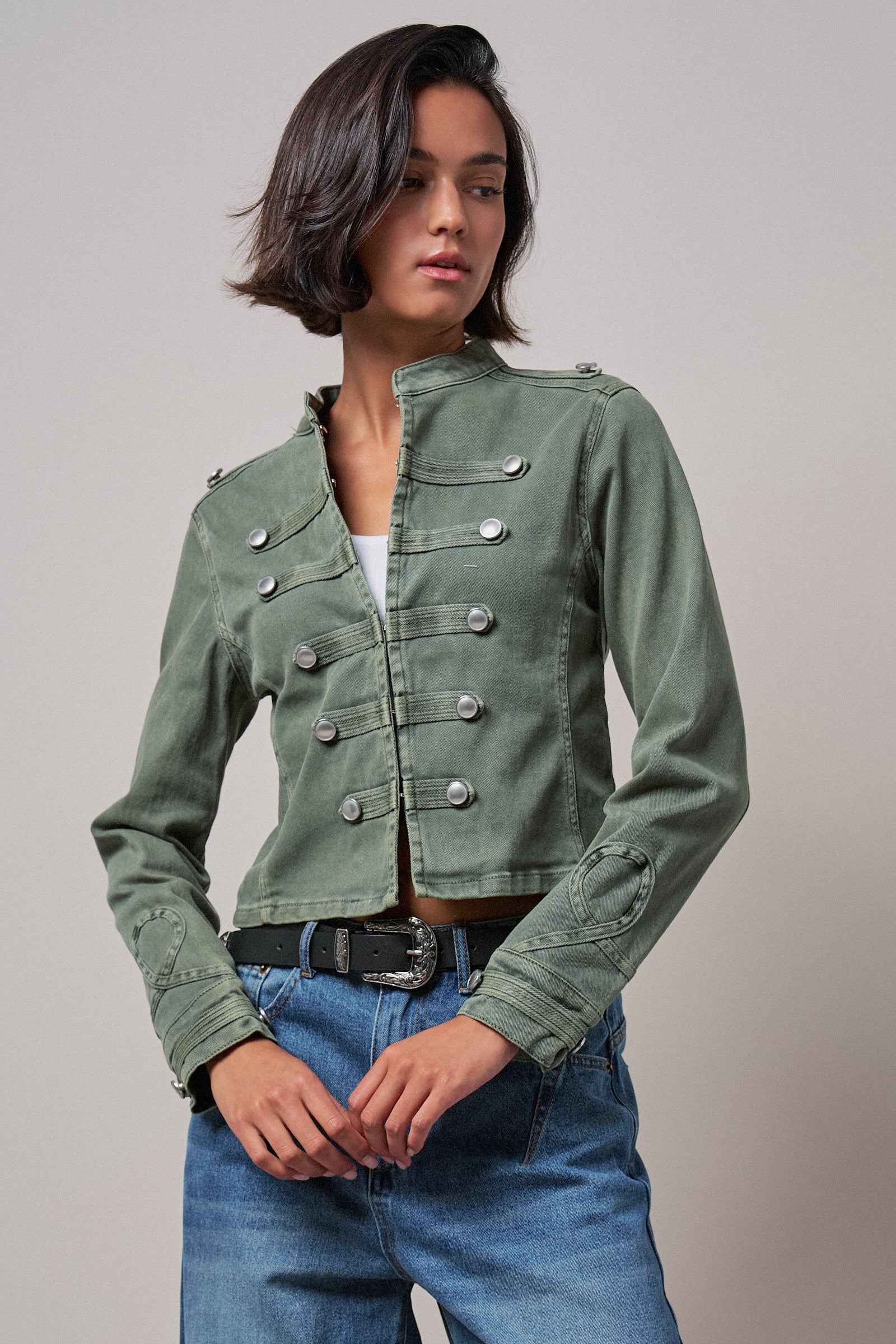 Military Double-Button Stretch Cotton Jacket