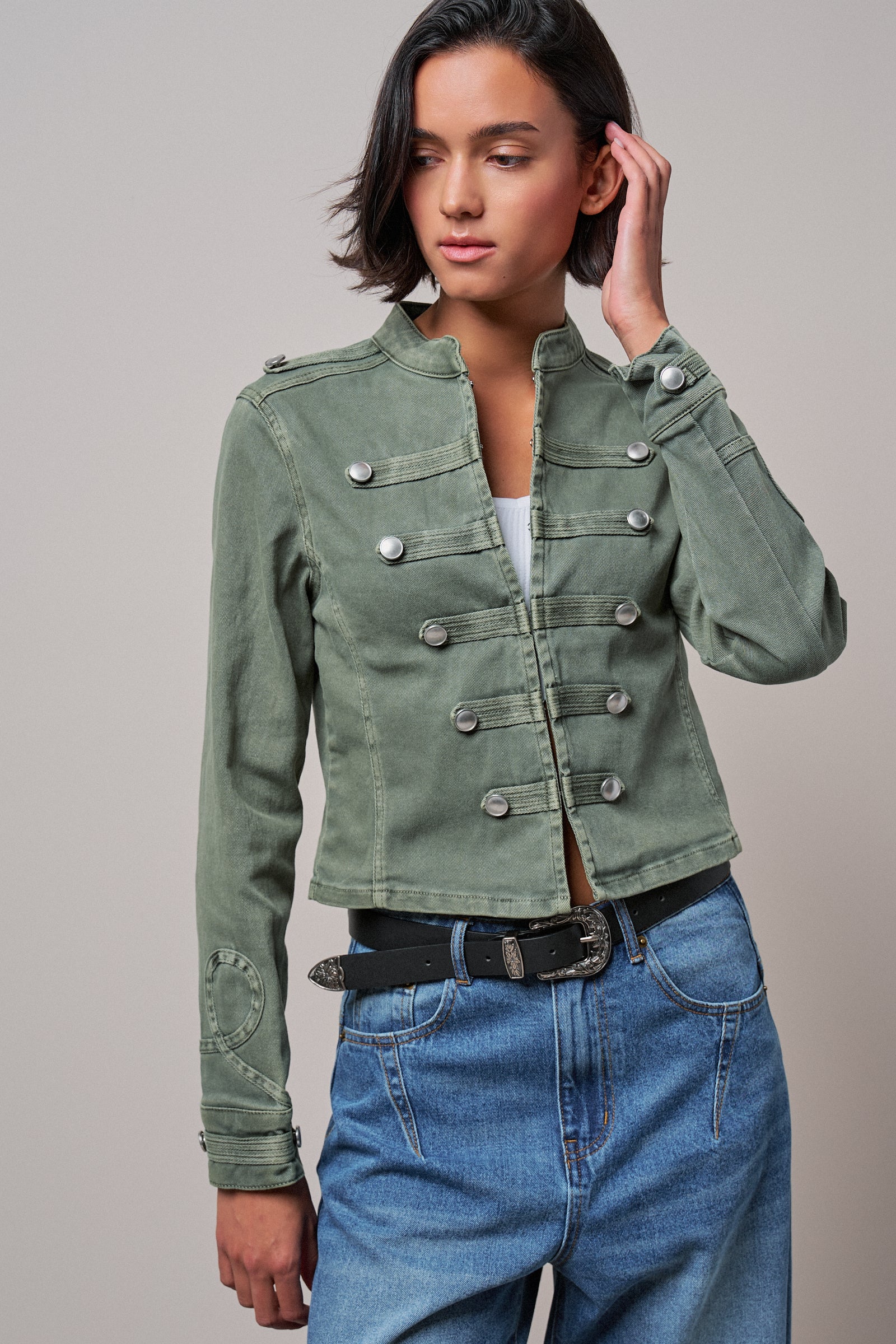 Military Double-Button Stretch Cotton Jacket