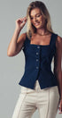 Urban Daizy Structured Square Neck Button-Up Vest Denim Suit Vest - Women's (UDZ-TP-00814) – alternate view 4