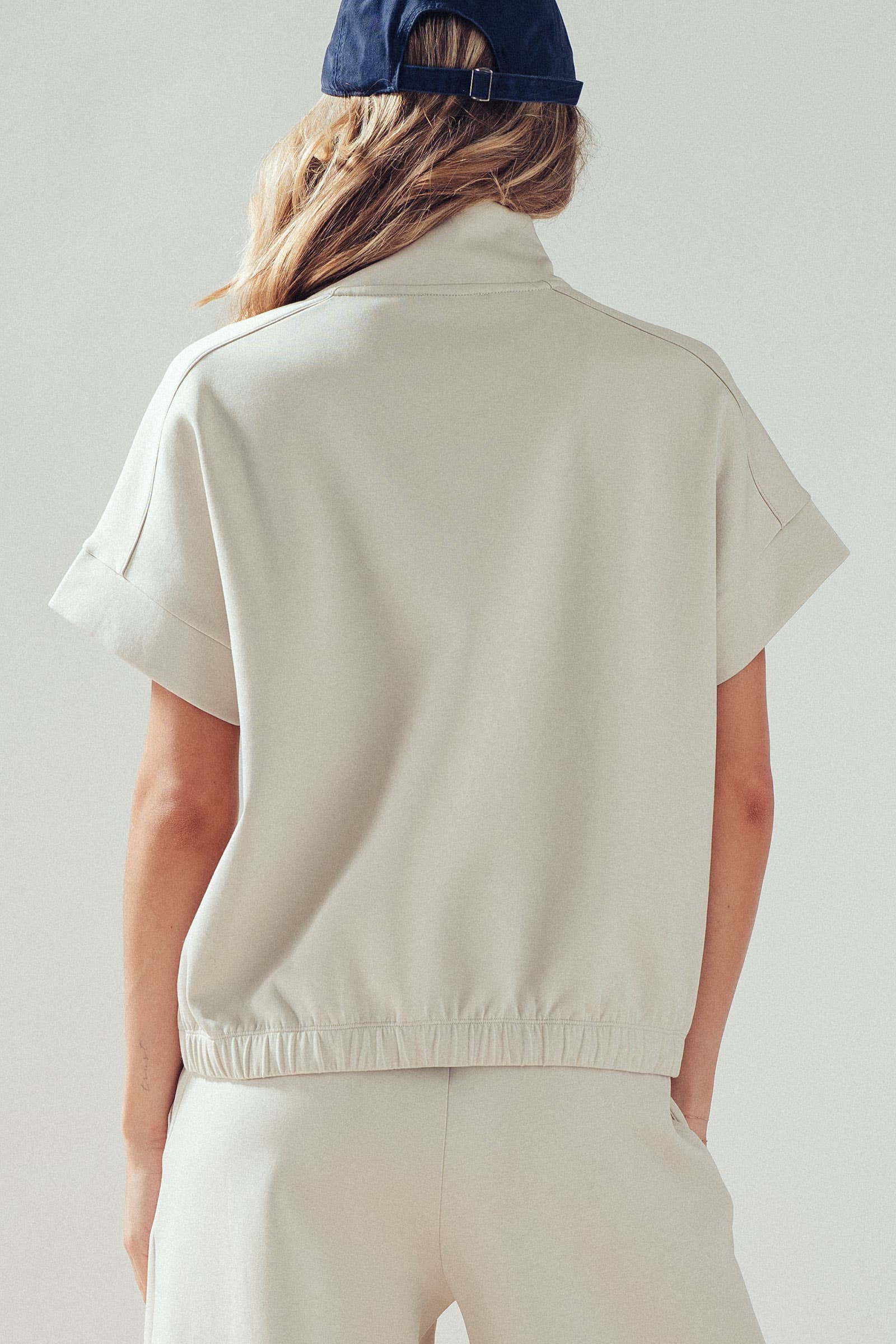 Half-Zip Short Sleeve Pullover Top