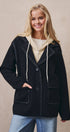 Hooded Wool Blend Oversized Short Coat in BLACK - Women's Coats | Urban Daizy
