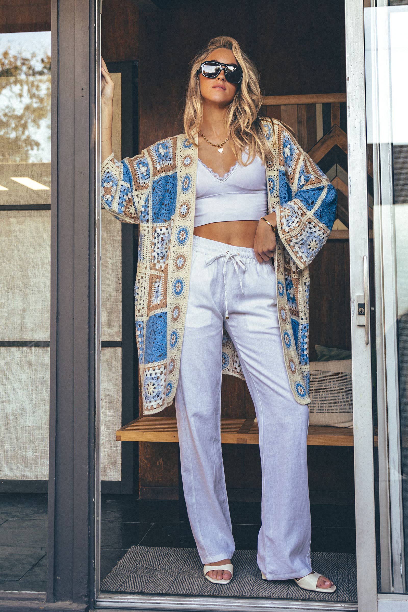 Granny Square Crochet Patchwork Duster Cardigan