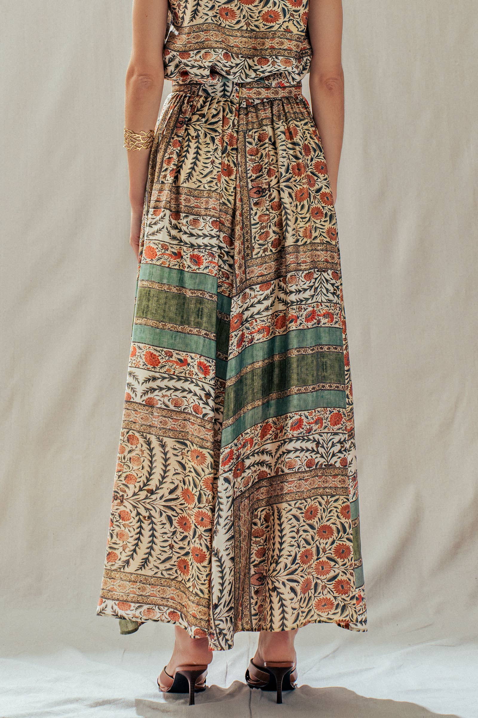 Urban Daizy Botanical Bird Print Tencel Blend Maxi Skirt Multi Skirt - Women's (UDSK0101-Multi) – alternate view 5