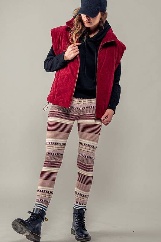 Urban Daizy Cozy Multi Striped Sweater Knit Winter Leggings Mocha Athletic Lounge Leggings - Women's (UDZ-XX-00002) –…
