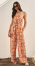 Urban Daizy Geometric Print Halter Belted Wide Leg Jumpsuit Blush Jumpsuit - Women's (TNJU0181-Blush) – alternate view 10