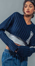 Urban Daizy Cropped Ribbed Knit V-Neck Sweater H-Grey Knit Top - Women's (UDZ-TP-00637) – alternate view 19