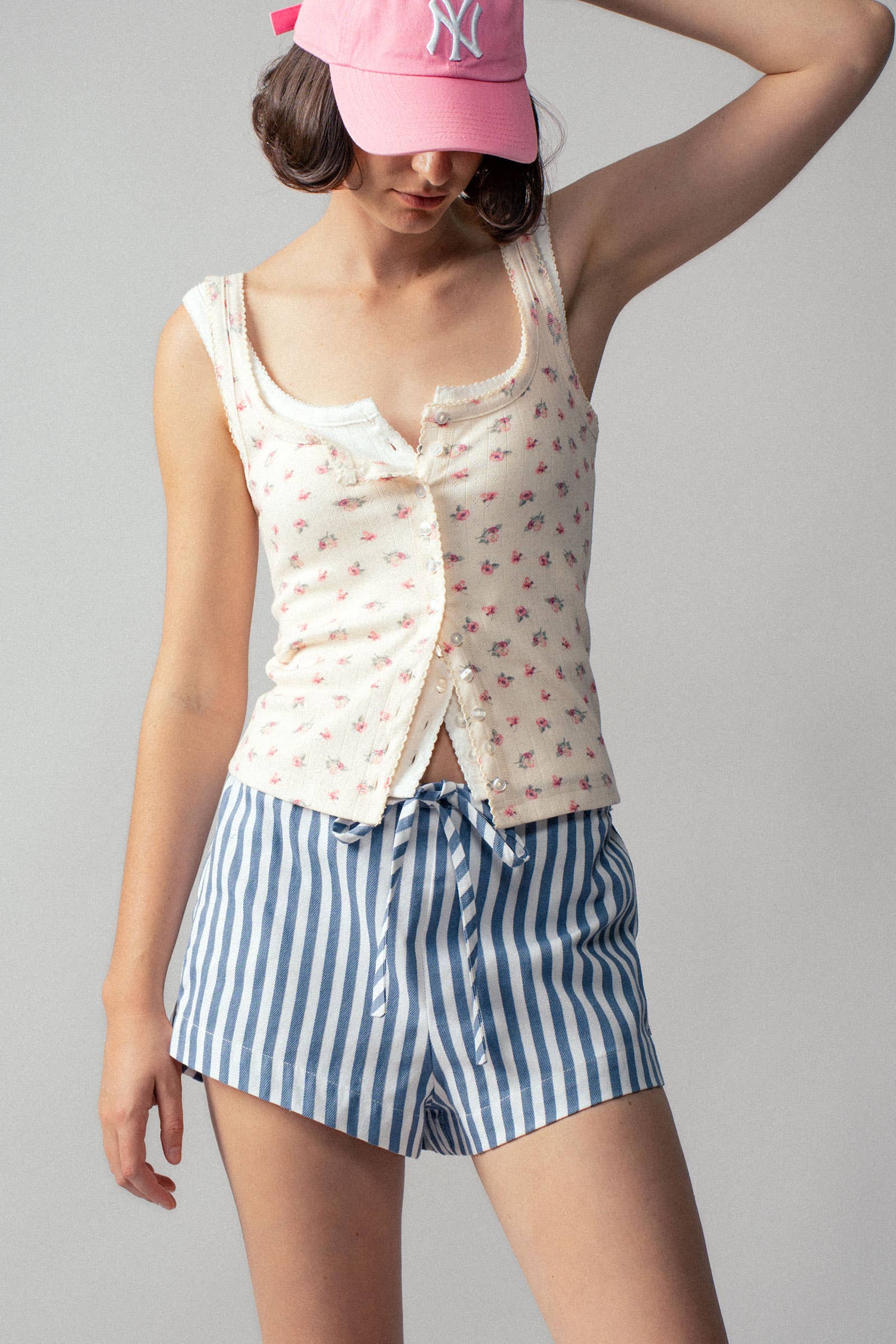 Retro Striped Side-Button Lounge Shorts
