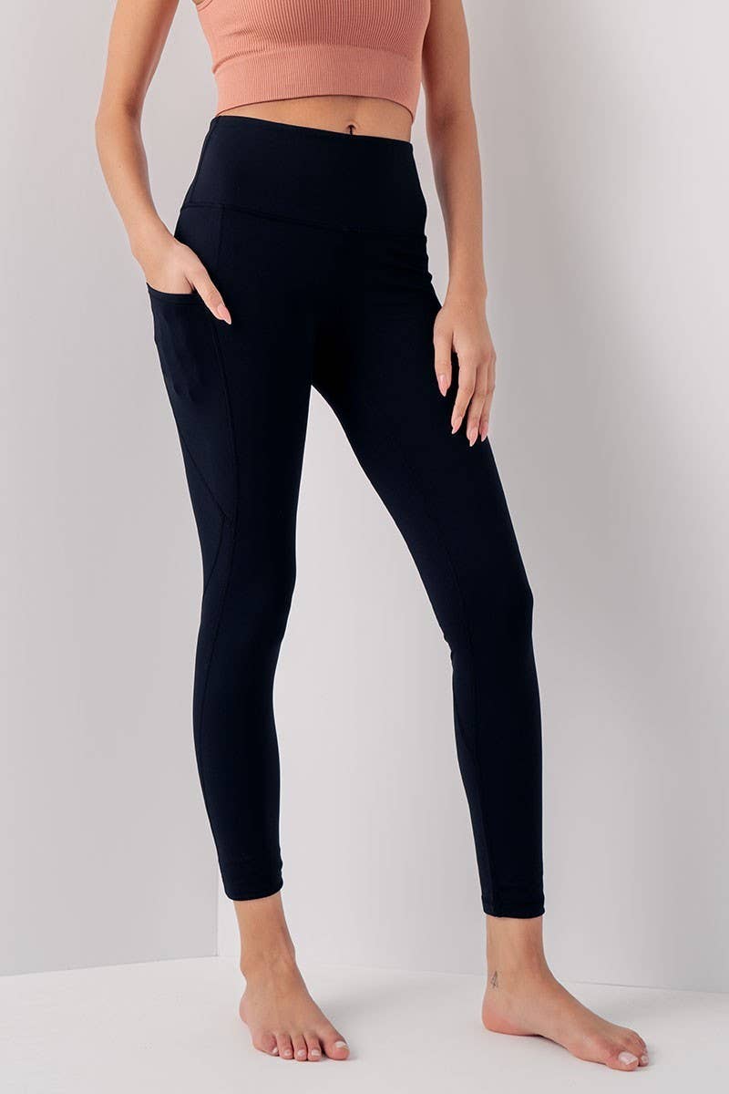 Urban Daizy High-Waisted Side Pocket Active Leggings Black Athletic Lounge Leggings - Women's (UDZ-PT-00158) – alternate…