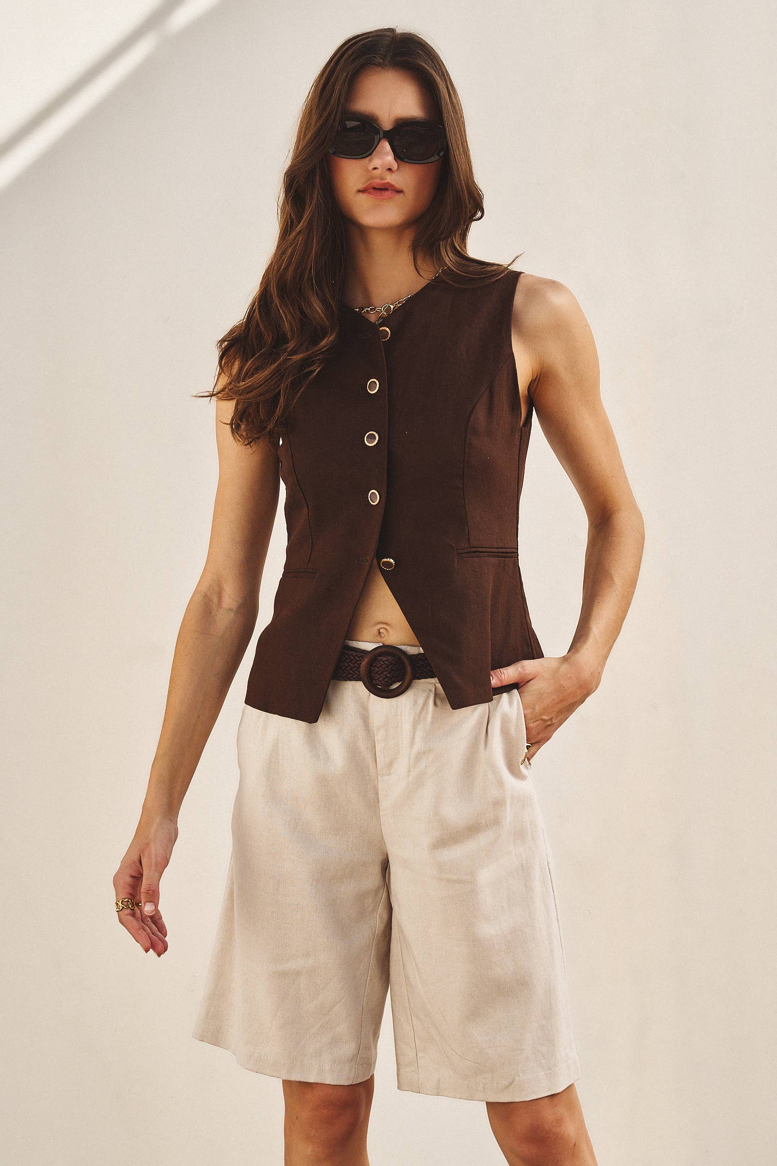 Tailored Linen Blend Waistcoat Vest