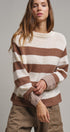 Striped Oversized Chunky Knit Sweater in BROWN - Women's Sweaters | Urban Daizy