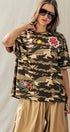 Urban Daizy Camo Floral Patch Oversized Cotton Tee Camouflage T-Shirt - Women's (UDZ-TP-01054)