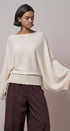 Batwing Sleeve Boat Neck Knit Top