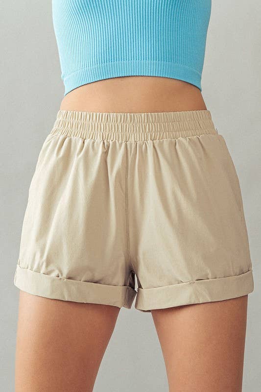 Urban Daizy Elastic Waist Rolled Hem Casual Shorts Black Shorts - Women's (UDZ-PT-00180) – alternate view 6