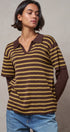 Striped Collared Layered Polo Top in BROWN - Women's Sweaters | Urban Daizy