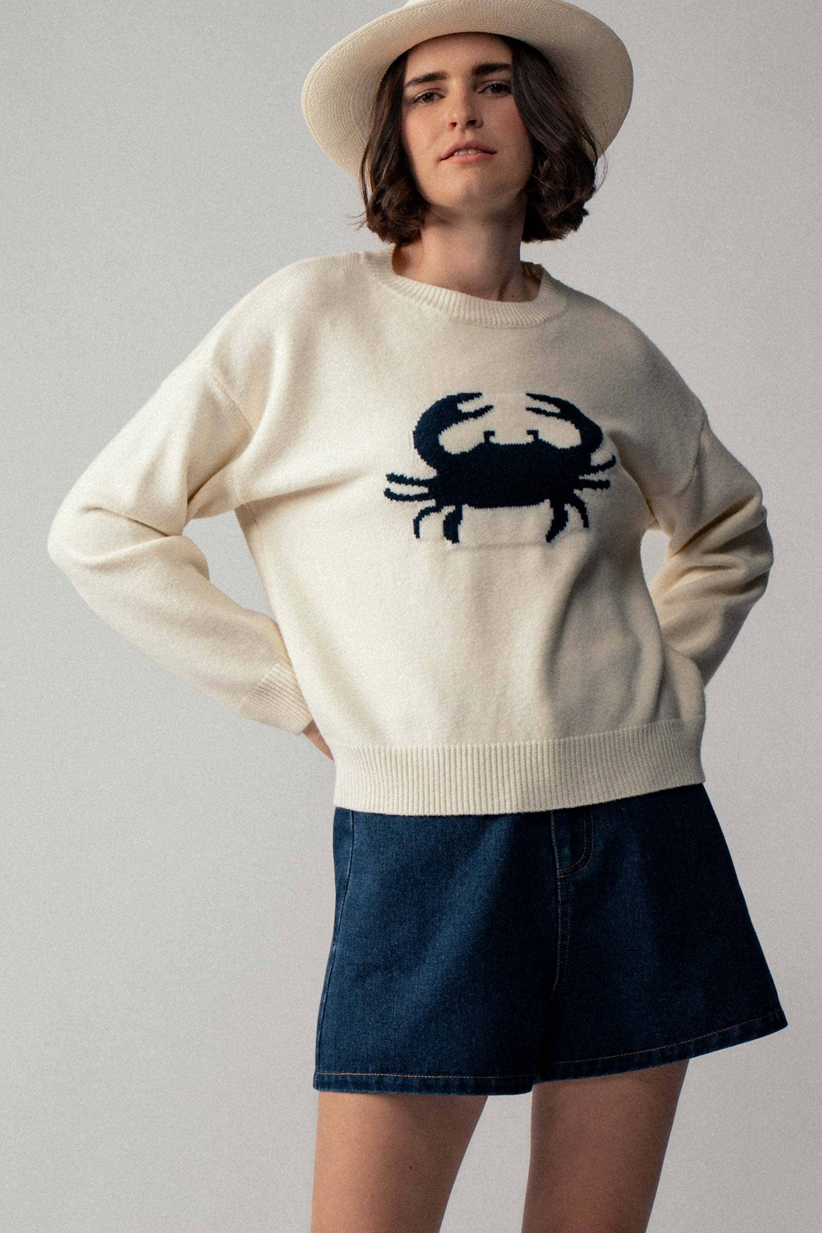 Crab Graphic Relaxed Knit Sweater