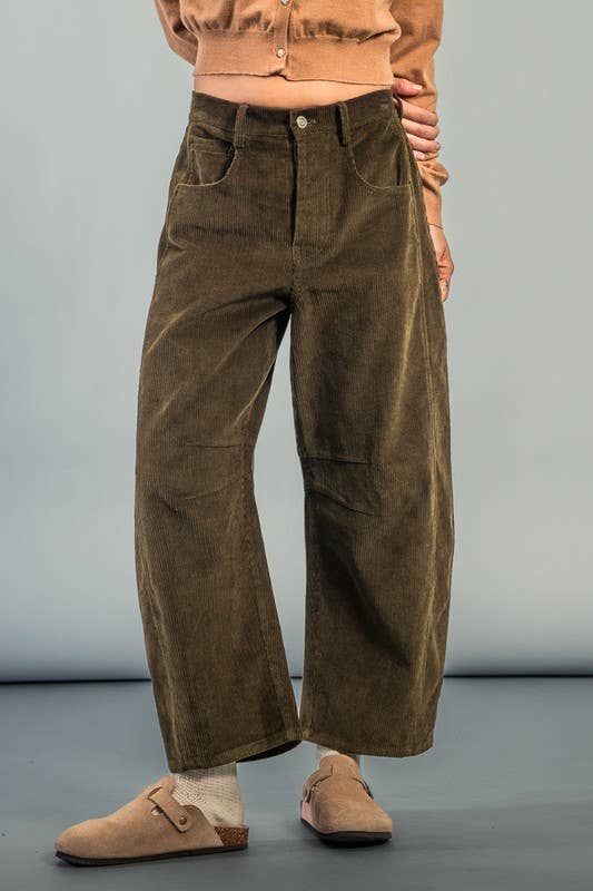 Urban Daizy Inseam Stitch Detail Corduroy Barrel Jeans Brown Pants - Women's (UDZ-PT-00313) – alternate view 5