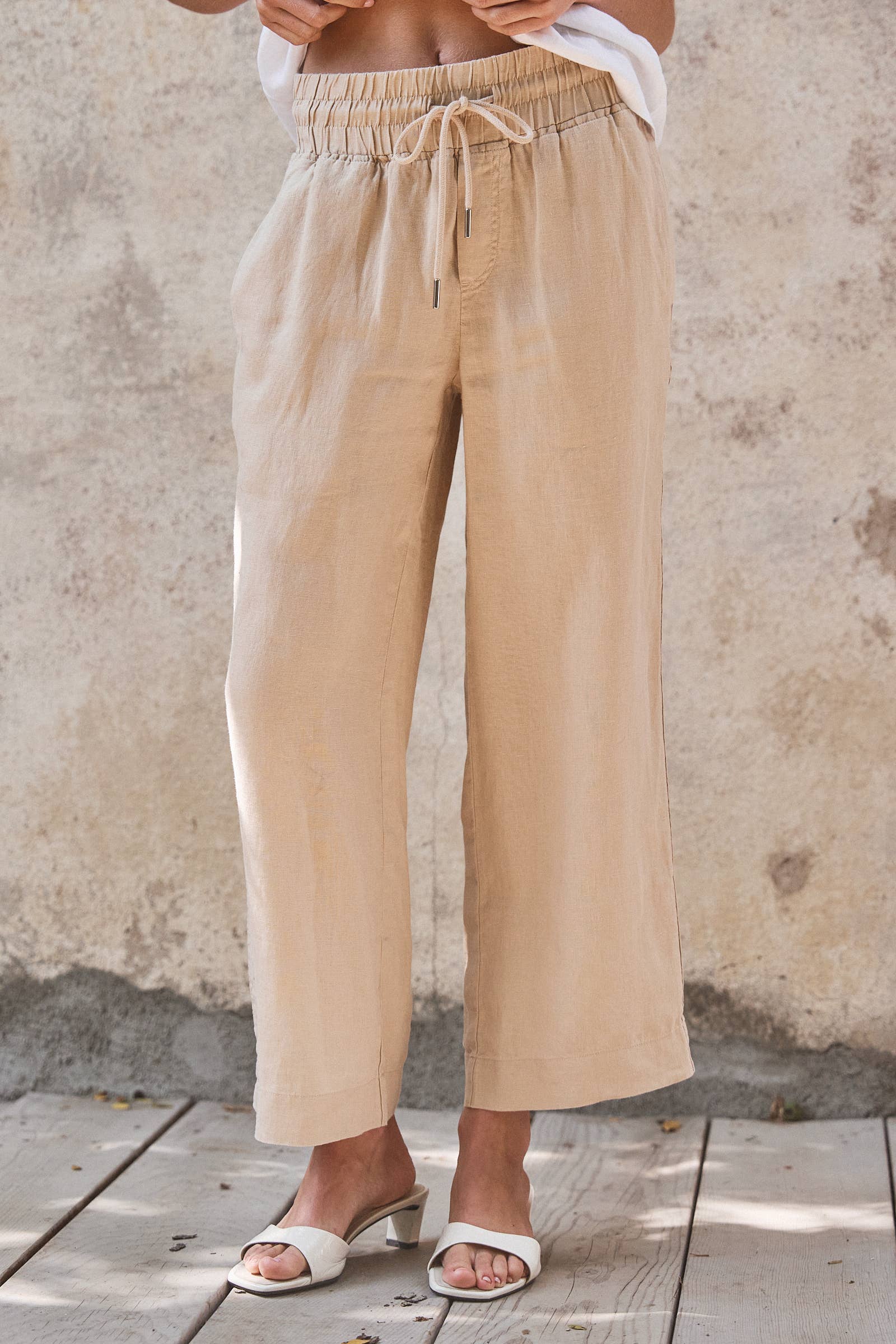 Urban Daizy Linen Wide-Leg Drawstring Pants Navy-Stripe Pants - Women's (UDPT0177-Navy-Stripe) – alternate view 11
