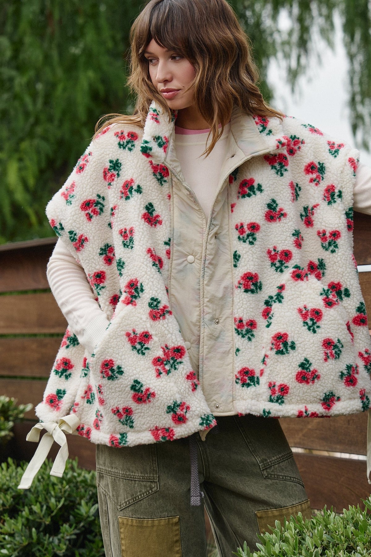 Painted Garden Fuzzy Vest in PRINT - Women's Vests | Urban Daizy