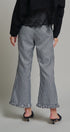 Gingham Ruffle Hem Cropped Wide Leg Pants in Brown in BLACK - Women's Casual Pants | Urban Daizy