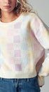 Urban Daizy Pastel Checkered Coquette Bow Knit Sweater Pastel Knit Sweater - Women's (UDZ-KN-00553) – alternate view 6