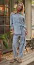 Urban Daizy Oversized Acid Wash Cotton Button Down Shirt Lt-Blue Button Down Shirt - Women's (TNTP4021-Lt-Blue) – alternate view 4