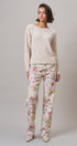 Floral Print Straight Leg Casual Pants in IVORY MULTI - Women's Casual Pants | Urban Daizy