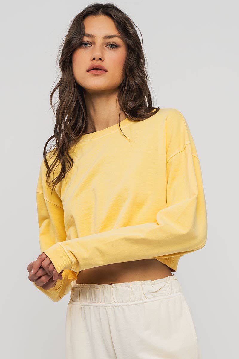 Urban Daizy Mineral Wash Mock Neck Crop Sweatshirt Black Sweatshirt - Women's (UDZ-KN-00191) – alternate view 15