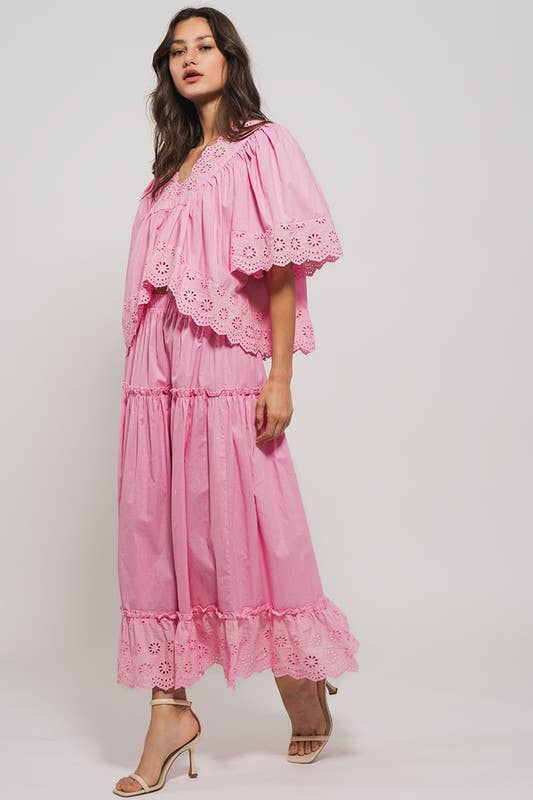 Urban Daizy Laced Eyelet Tiered Midi Skirt Lt-Blue Skirt - Women's (UDZ-SK-00108) – alternate view 18