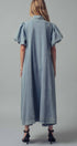Urban Daizy Puff Sleeve A-Line Denim Maxi Dress Lt-Denim Dress - Women's (UDZ-DR-00392) – alternate view 4