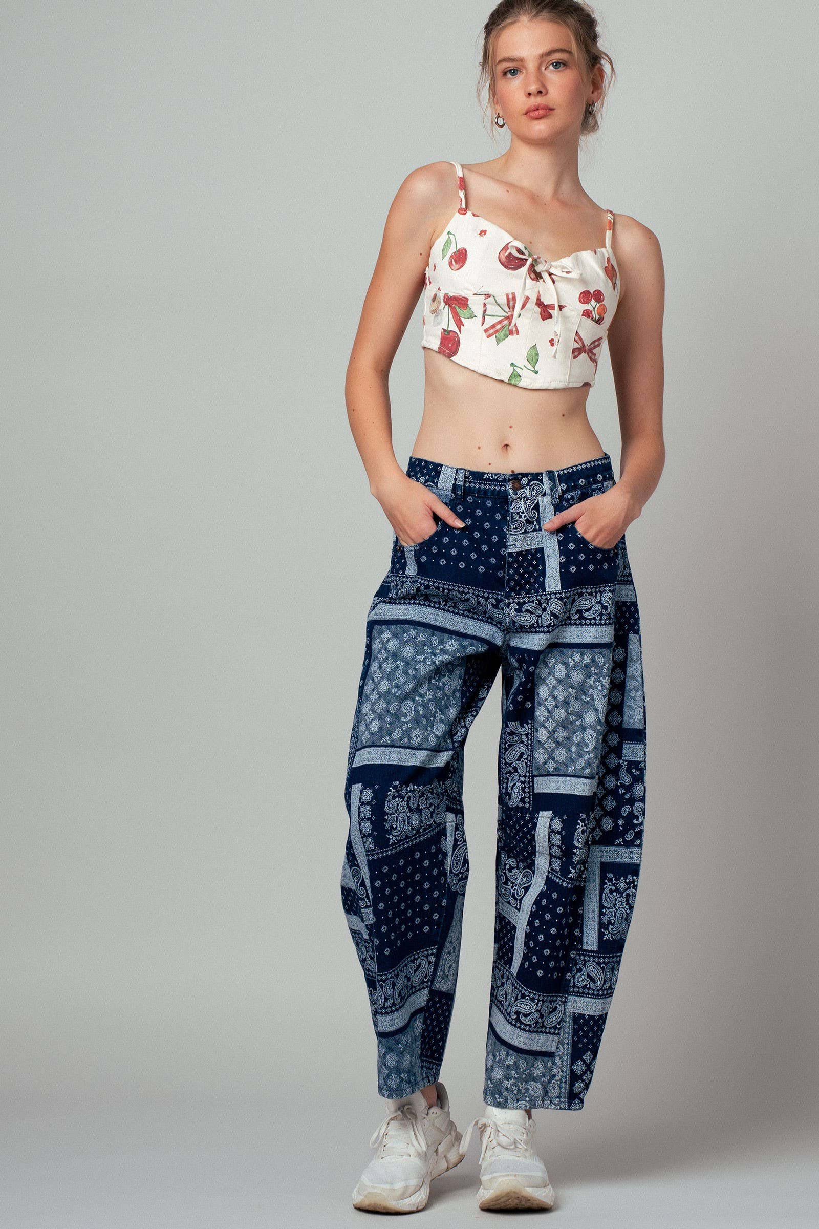 Urban Daizy Paisley Bandana Print Relaxed Fit Jeans Blue Jeans - Women's (UDPT0139) – alternate view 10