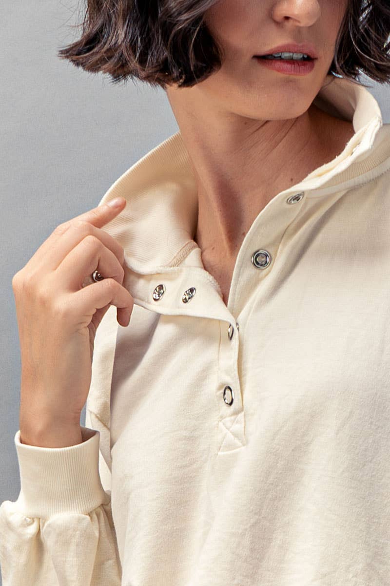 Vintage Wash Snap-Front Sweatshirt