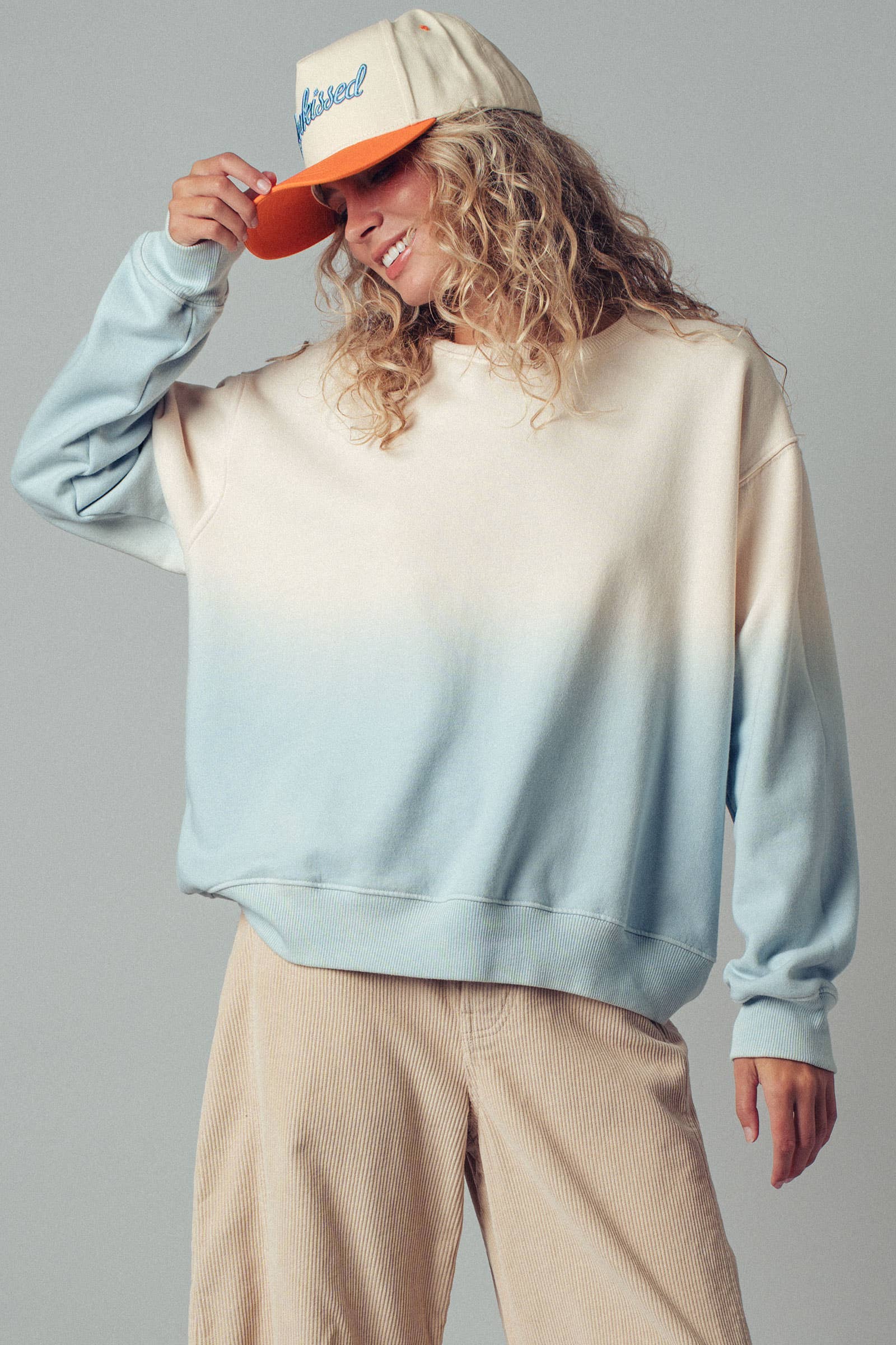Ombré Dip-Dye Crewneck Sweater