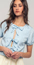 Urban Daizy Gingham Triple Bow Puff Sleeve Crop Top Pink Blouse - Women's (UDZ-TP-01033) – alternate view 25