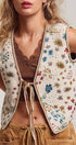 Urban Daizy Floral Tapestry Tie-Front Boho Vest Beige-Multi Outerwear Vest - Women's (UDOW0299-Beige-Multi) – alternate view 4