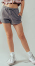 Urban Daizy Textured Cotton Elastic Waist Drawstring Pocket Dolphin Shor Charcoal Shorts - Women's (UDZ-PT-00046) –…