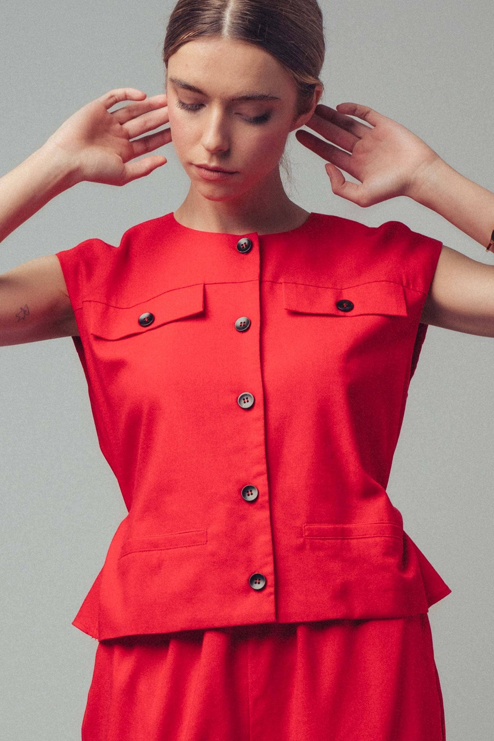 Tie-Waist Sleeveless Wide-Leg Linen Blend Jumpsuit