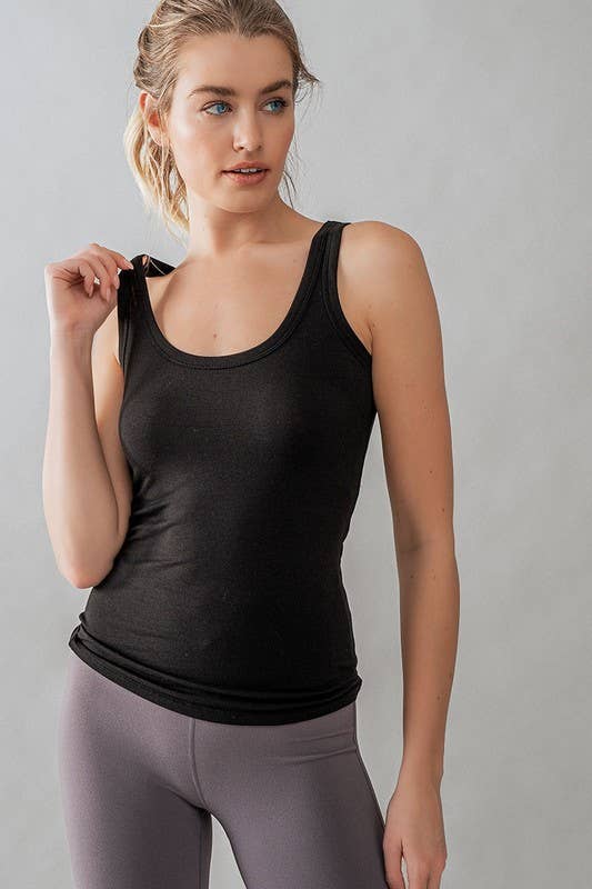 Urban Daizy Scoop Neck Ribbed Sleeveless Tank Top Green-Khaki Tank Top - Women's (UDZ-TP-00277) – alternate view 18