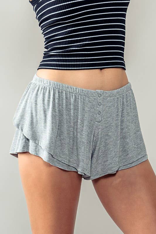 Urban Daizy Bamboo Blend Ruffled Lounge Shorts Black Lounge Shorts - Women's (UDZ-PT-00267) – alternate view 15