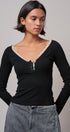 Pretty Little Lace Trim Henley in BLACK - Women's T-Shirts & Polos | Urban Daizy