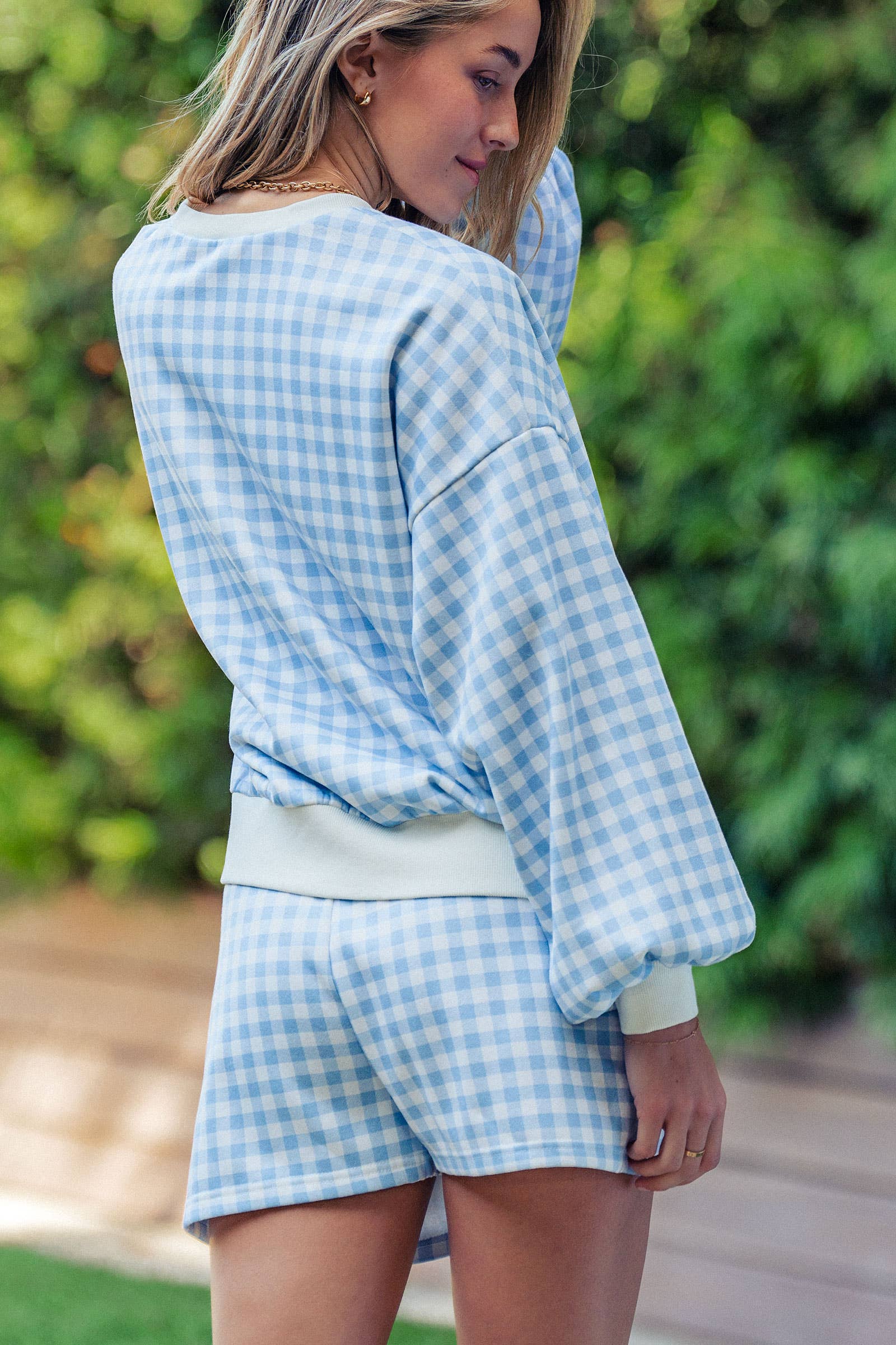 Gingham Fuzzy Knit Lounge Set