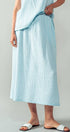 Urban Daizy Soft Double Gauze Elastic Waist Midi Skirt Blue-Sage Skirt - Women's (UDZ-SK-00060)