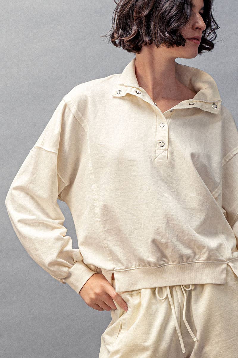 Vintage Wash Snap-Front Sweatshirt