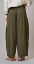 Pleated Wide-Leg Barrel Pant with Drawstring in OLIVE - Women's Casual Pants | Urban Daizy