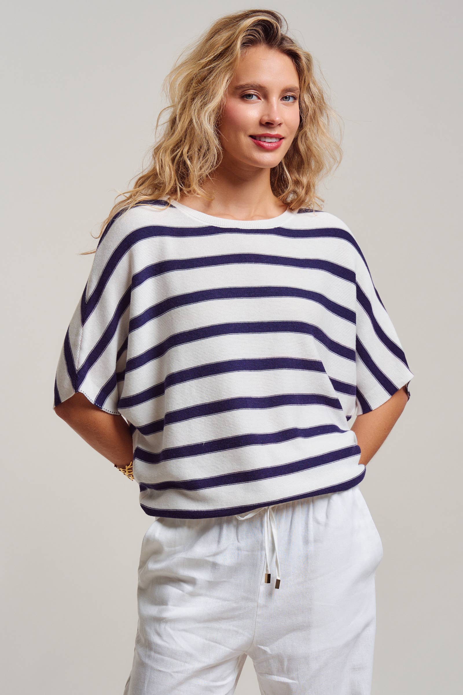 Relaxed Dolman Sleeve Knit Sweater Top