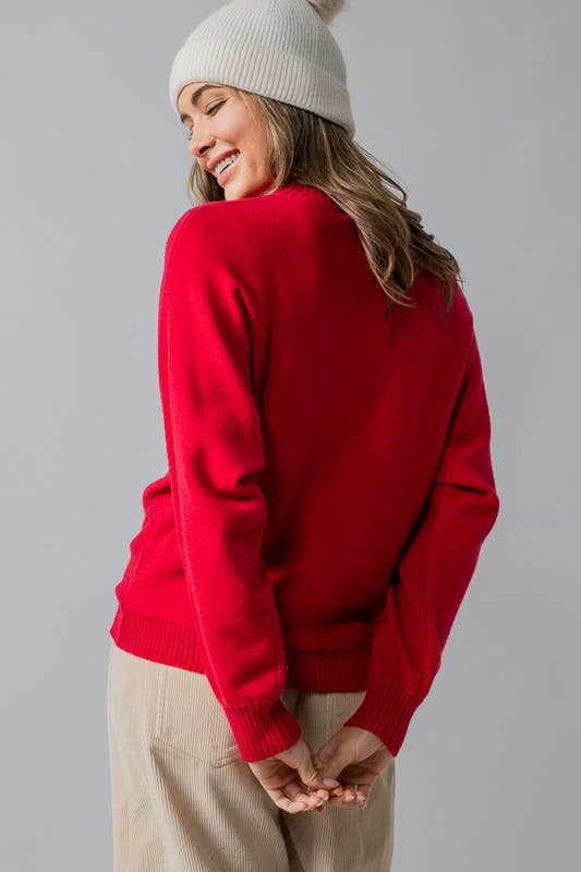Urban Daizy Merry Embroidered Crewneck Sweater Ivory Knit Sweater - Women's (UDZ-KN-00488) – alternate view 19