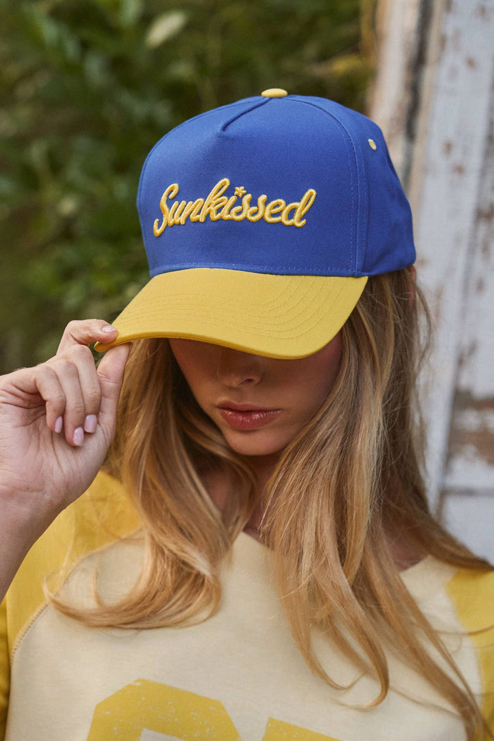 Sunkissed Embroidered Two-Tone Trucker Cap | wholesale trucker hat - women's | Urban Daizy