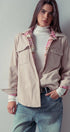 Urban Daizy Plaid Flannel-Lined Corduroy Shacket Taupe Shirt Jacket/Shacket - Women's (UDZ-KN-00150) – alternate view 21