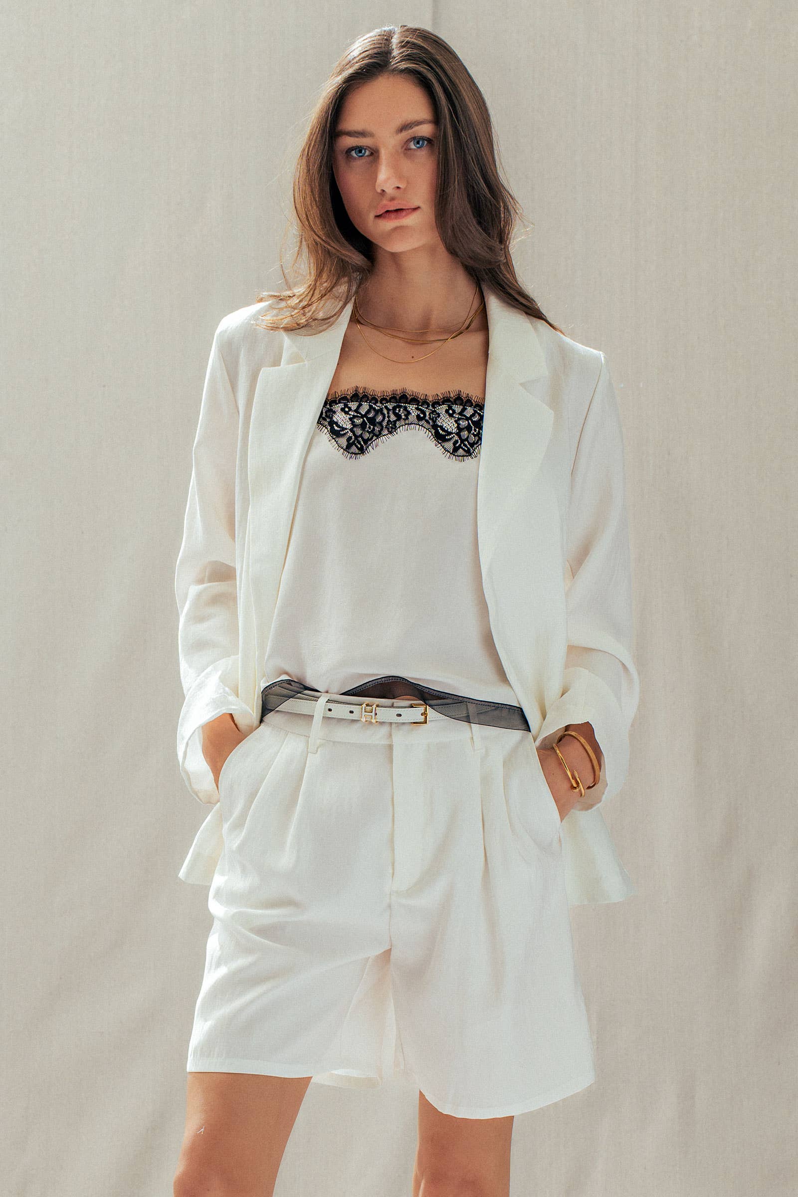 Relaxed Fit Open Front Blazer