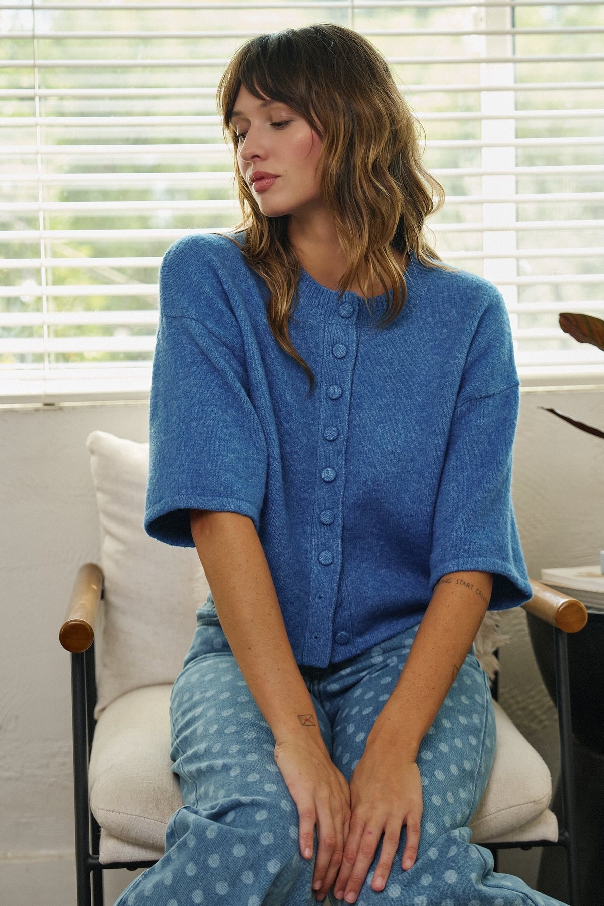 Soft Touch Elbow-Length Knit Cardigan in BLUE - Women's Cardigans & Shrugs | Urban Daizy